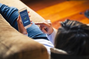 A person banking from their phone